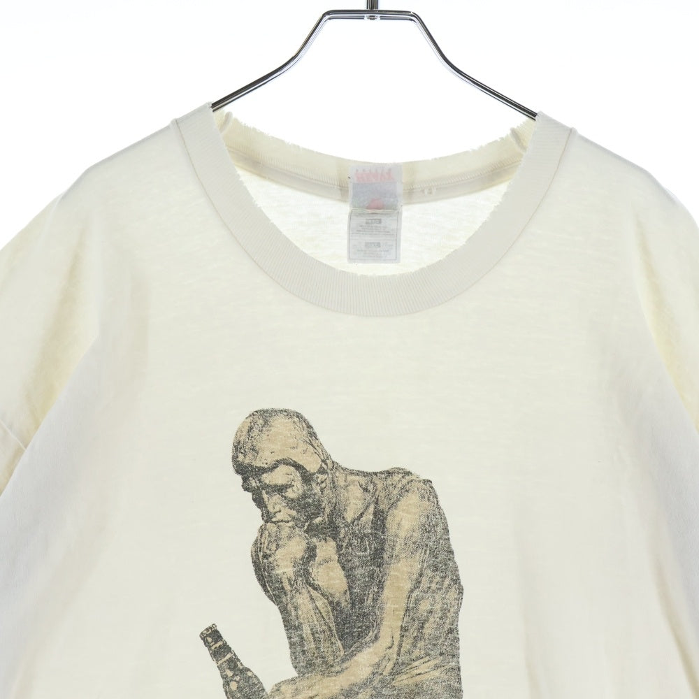 VINTAGE(ヴィンテージ) 90s Auguste Rodin The Thinker ロダン 考える人 フルーツ 裾袖シングル クルーネックTシャツ ホワイト