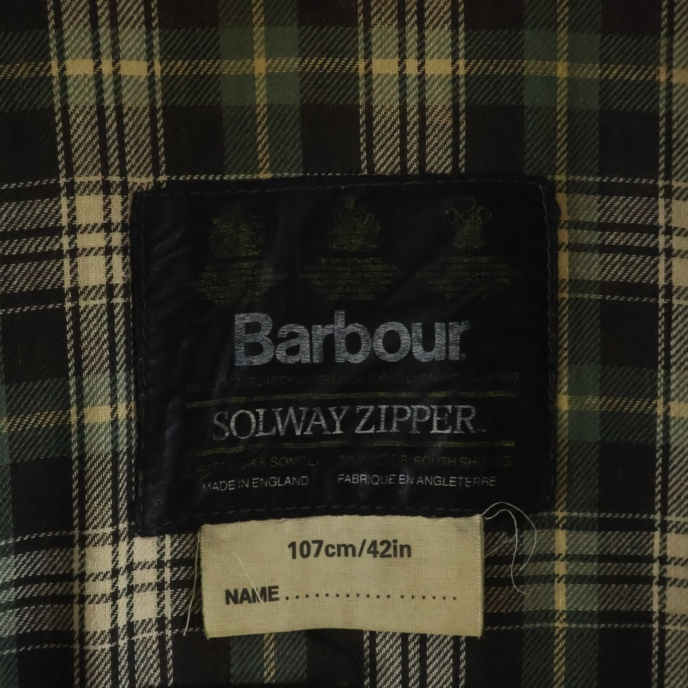 Barbour(バブアー) 90s 3ワラント SOLWAY ZIPPER ソルウェイジッパー オイルド ミドルコート カーキ