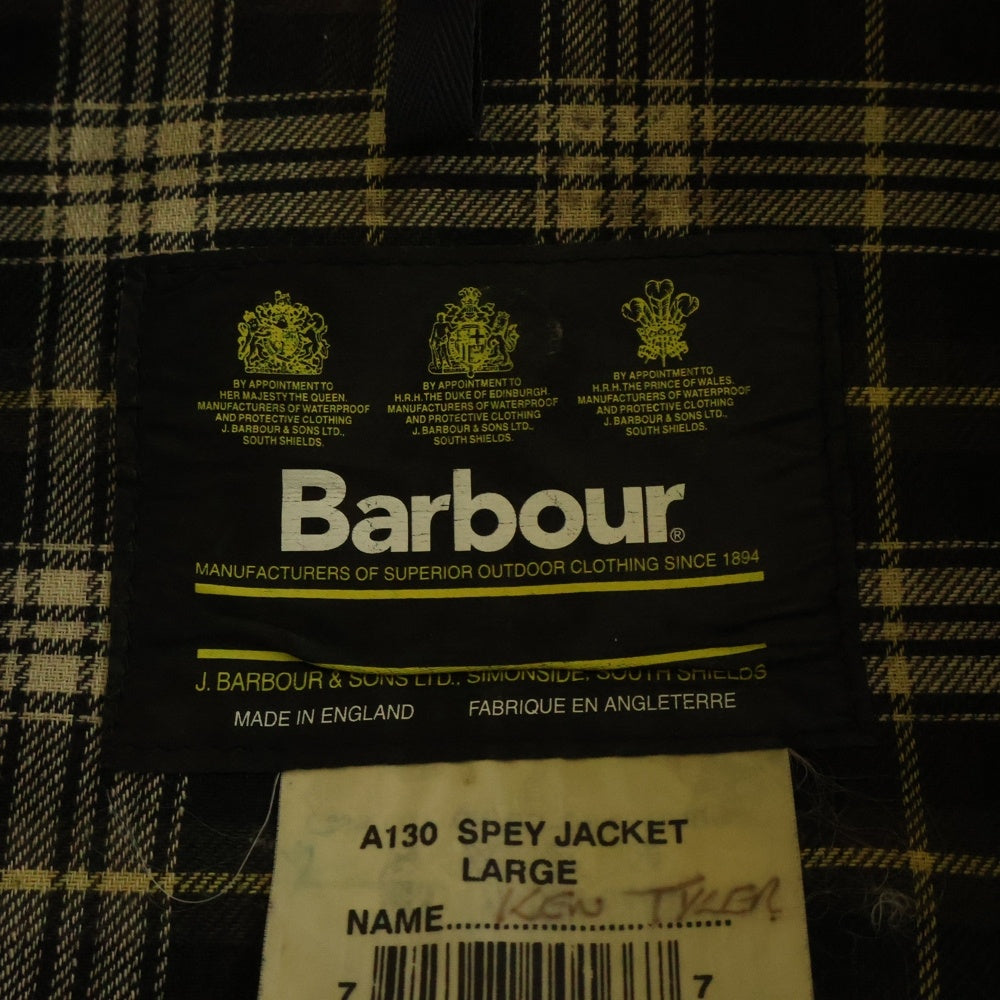 Barbour(バブアー) 90s イングランド製 3ワラント SPEY スペイ A130 オイルドジャケット カーキ