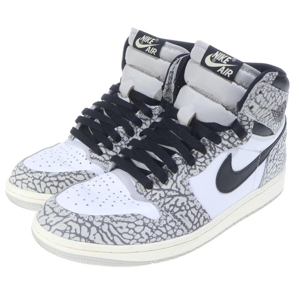 NIKE(ナイキ) AIR JORDAN 1 RETRO HIGH OG WHITE CEMENT ELEPHANT エアジョーダン1 ホワイトセメント サファリ ハイカットスニーカー ホワイト/グレー US9/27cm DZ5485-052