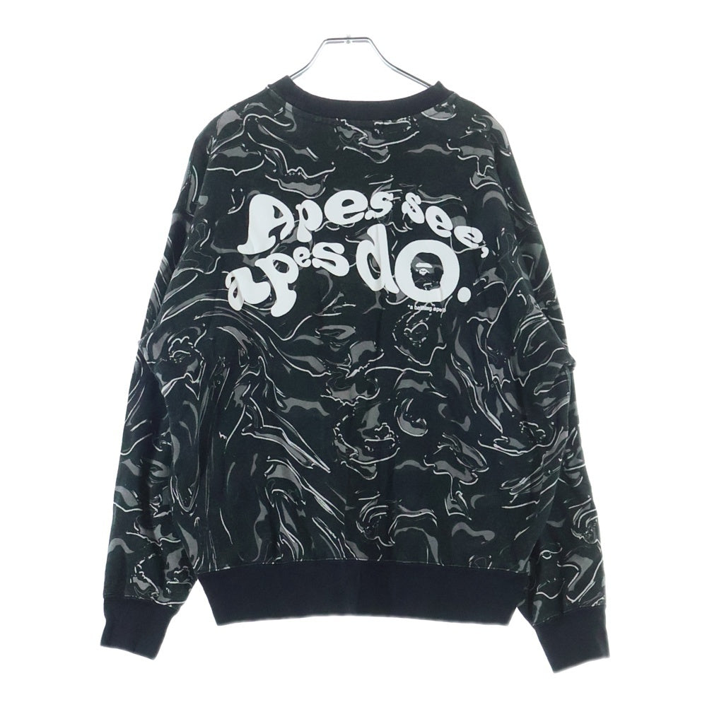 A BATHING APE(アベイシングエイプ) MARBLING CAMO LOGO RELAXED FIT CREWNECK マーブリングカモ マーブル クルーネックスウェット グレー