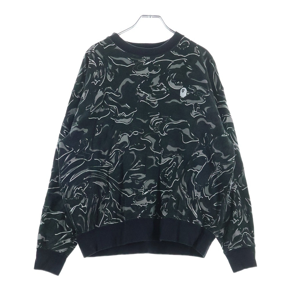 A BATHING APE(アベイシングエイプ) MARBLING CAMO LOGO RELAXED FIT CREWNECK マーブリングカモ マーブル クルーネックスウェット グレー