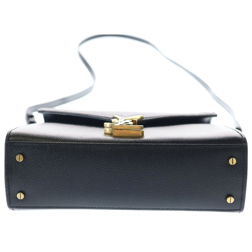 SAINT LAURENT PARIS(サンローランパリ) カサンドラ トップハンドル 2WAYショルダーバッグ ハンドバッグ ブラック レザー 623931 ゴールド金具 レディース