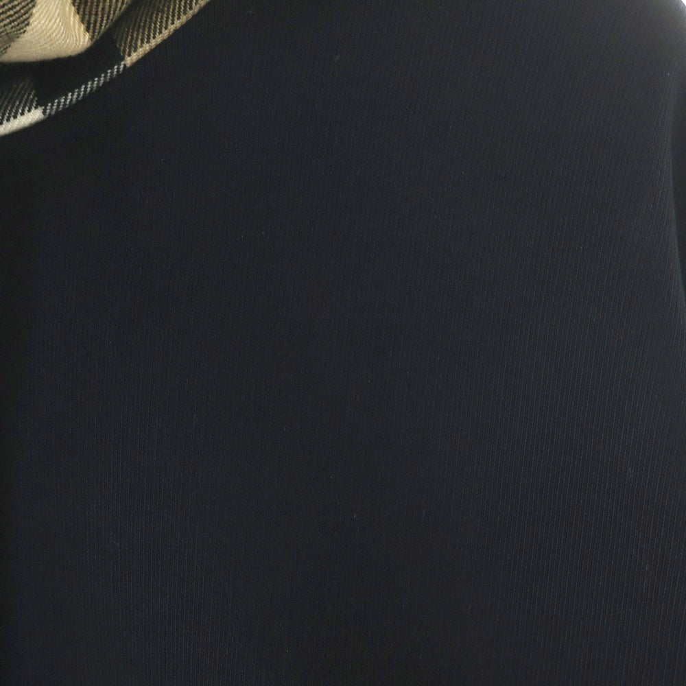 BURBERRY(バーバリー) 23SS ノバチェックフード ドローコード プルオーバーパーカー スウェット ブラック 8058117