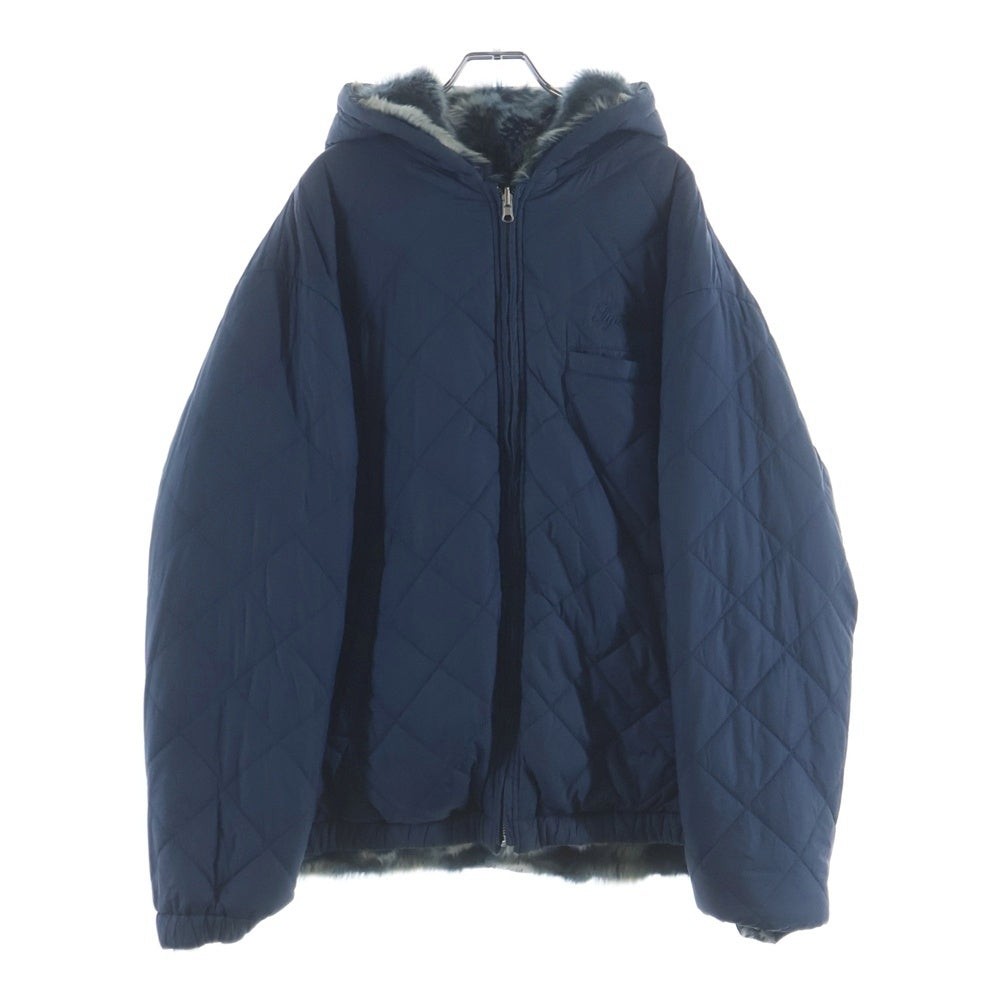 SUPREME(シュプリーム) 20AW Faux Fur Reversible Hooded Jacket フェイクファーリバーシブルフーデッドジャケット バックロゴ ファージャケット ブルー