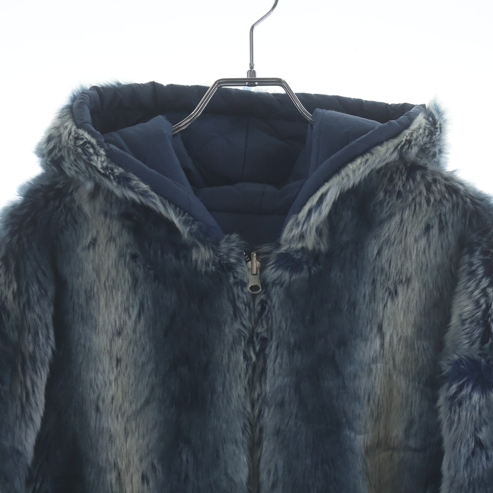 SUPREME(シュプリーム) 20AW Faux Fur Reversible Hooded Jacket フェイクファーリバーシブルフーデッドジャケット バックロゴ ファージャケット ブルー