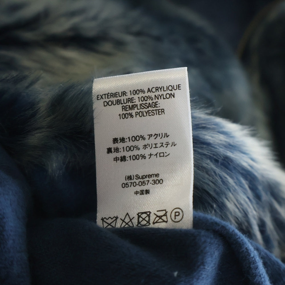 SUPREME(シュプリーム) 20AW Faux Fur Reversible Hooded Jacket フェイクファーリバーシブルフーデッドジャケット バックロゴ ファージャケット ブルー