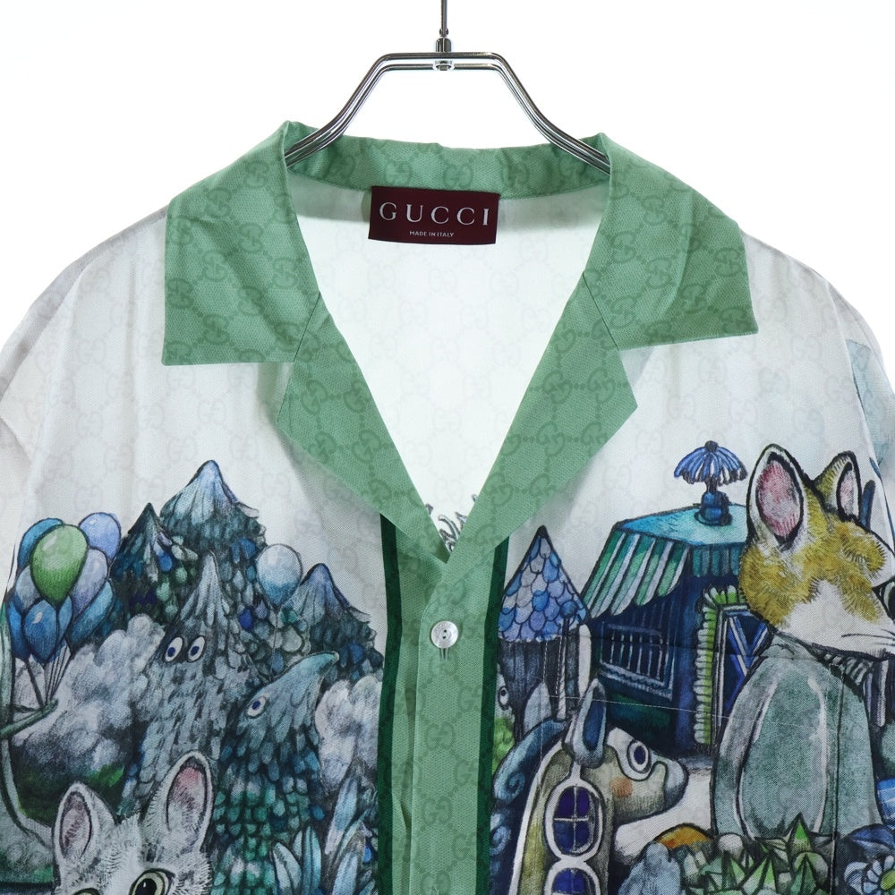 GUCCI(グッチ) 25SS ×HIGUCHI YUKO ヒグチユウコ 864048 レーヨン 半袖シャツ 総柄