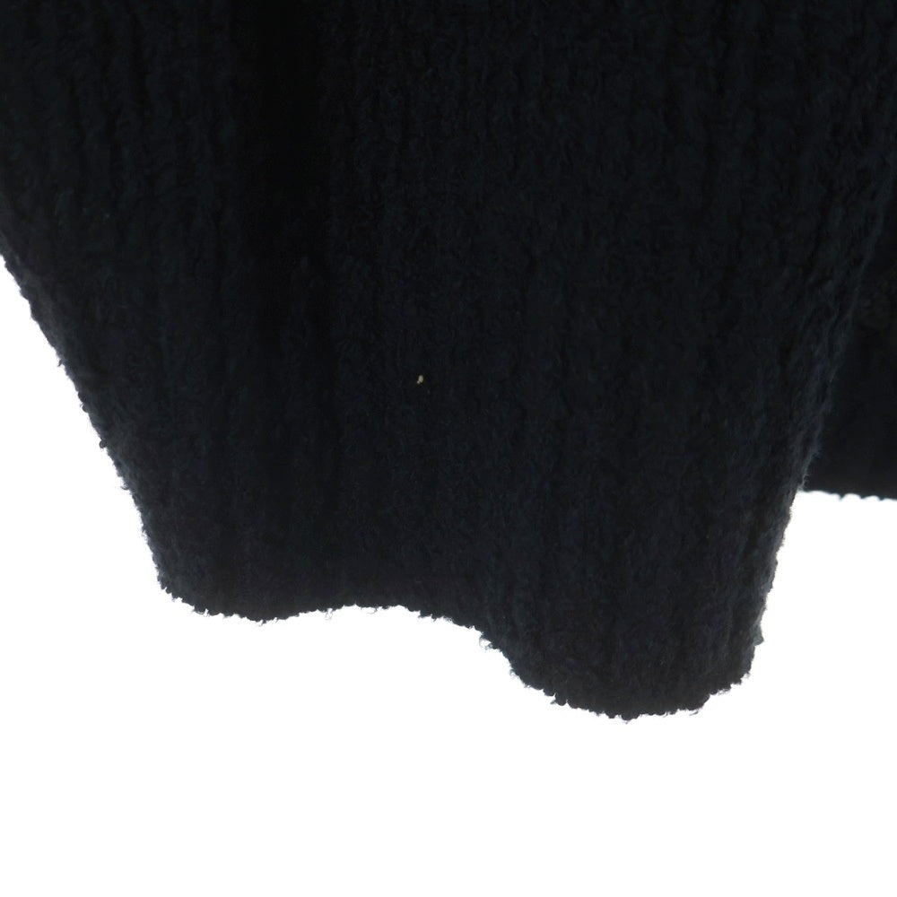 CHROME HEARTS(クロムハーツ) Y NOT Harako Leather Cross Patch Knit Pullover Hoodie ワイノット ハラコレザークロスパッチ プルオーバーニットパーカー ブラック