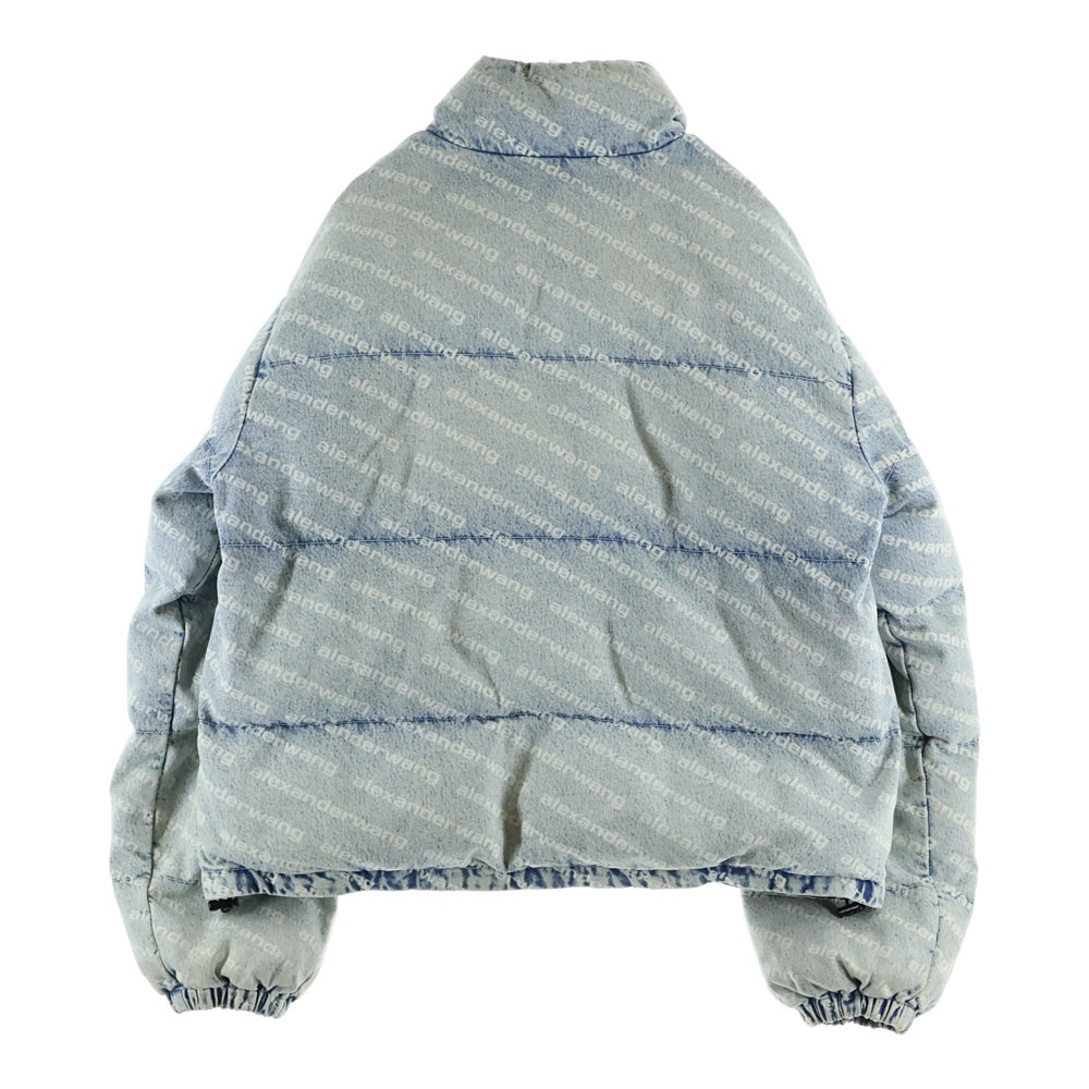 ALEXANDER WANG(アレキサンダーワン) Blue Denim Logo Puffer Jacket Monogram ダウンジャケット デニム インディゴ