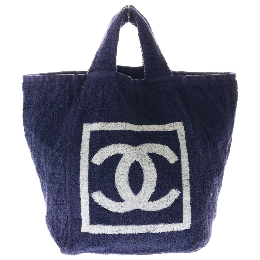 CHANEL(シャネル) CC ビーチトート テリークロス ミディアム トートバッグ ネイビーホワイト レディース