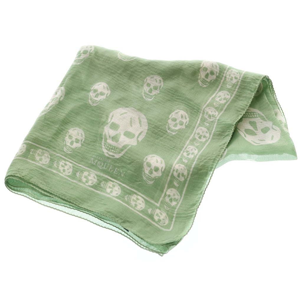 Alexander McQueen(アレキサンダーマックイーン) Skull Silk Scarf スカル 大判シルクスカーフ ライトグリーン レディース