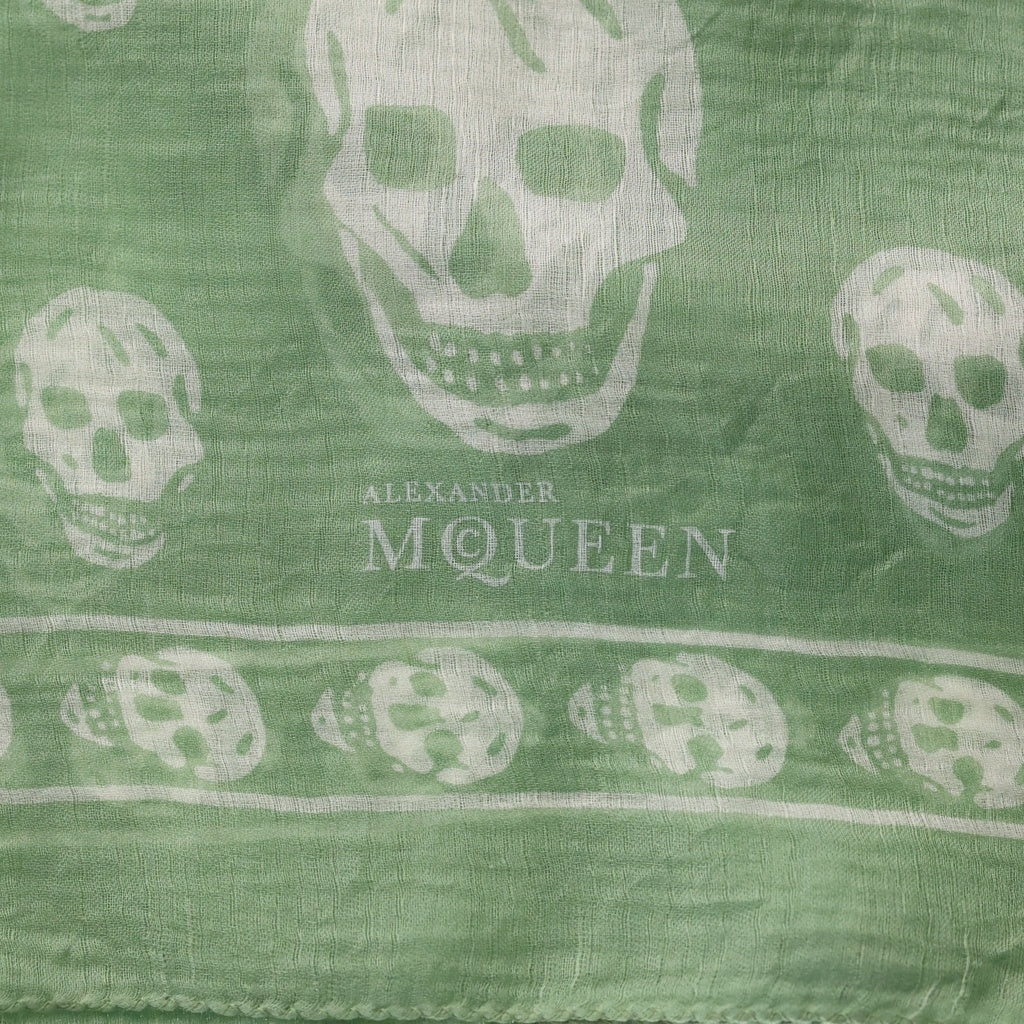 Alexander McQueen(アレキサンダーマックイーン) Skull Silk Scarf スカル 大判シルクスカーフ ライトグリーン レディース