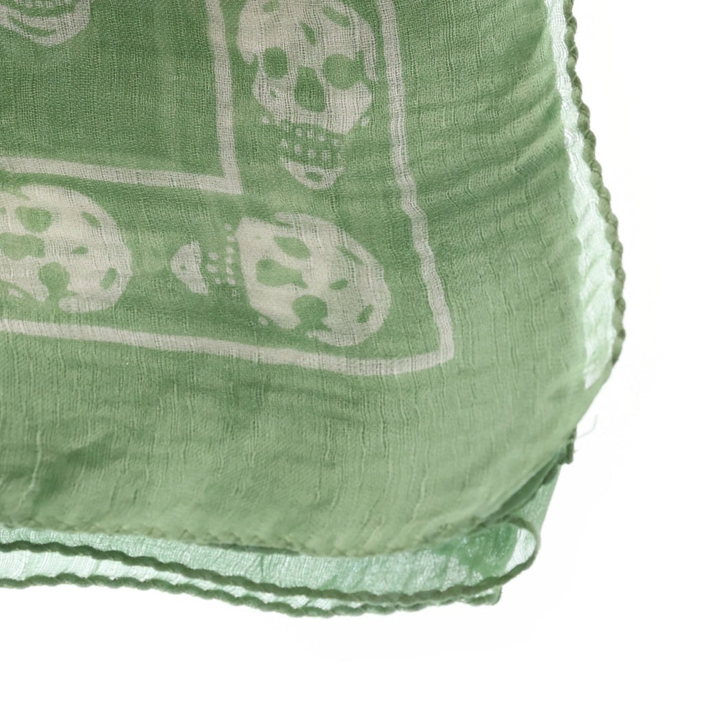 Alexander McQueen(アレキサンダーマックイーン) Skull Silk Scarf スカル 大判シルクスカーフ ライトグリーン レディース