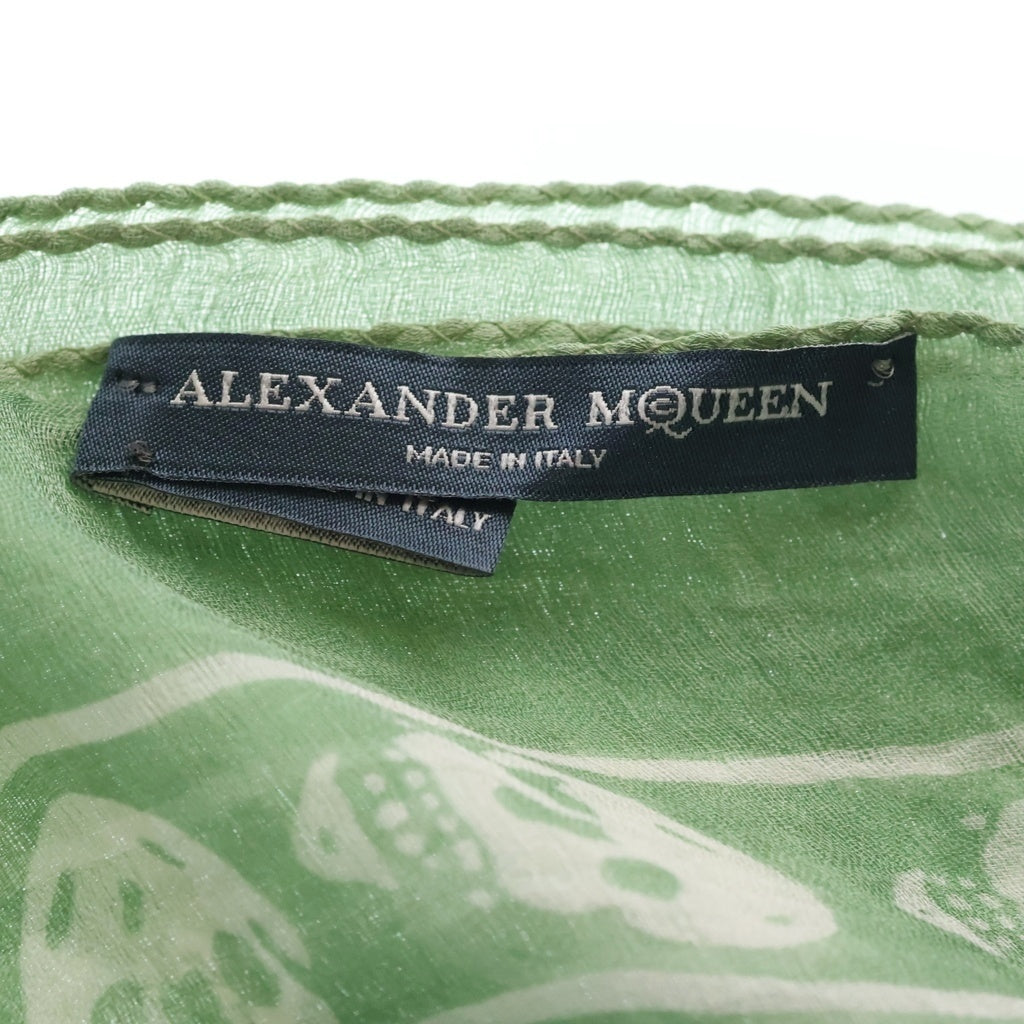 Alexander McQueen(アレキサンダーマックイーン) Skull Silk Scarf スカル 大判シルクスカーフ ライトグリーン レディース