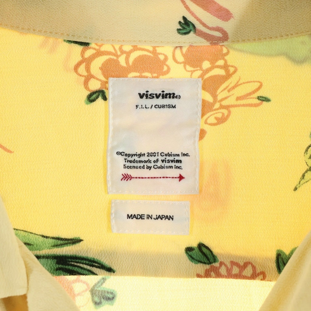 VISVIM(ヴィスヴィム) 22SS WALLIS SHIRT S/S SUNNYBIRD 0122105011017 ウォリス サニーバード オープンカラー半袖シャツ イエロー
