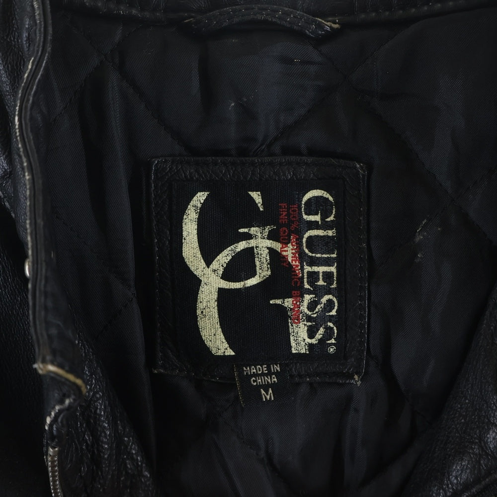 GUESS(ゲス) シングルライダースジャケット 牛革 ブラック