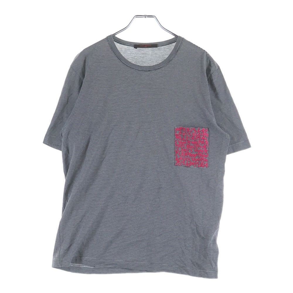 LOUIS VUITTON(ルイヴィトン) ボーダー ポケットロゴ RM091S MOJR62JDS クルーネックTシャツ ネイビー