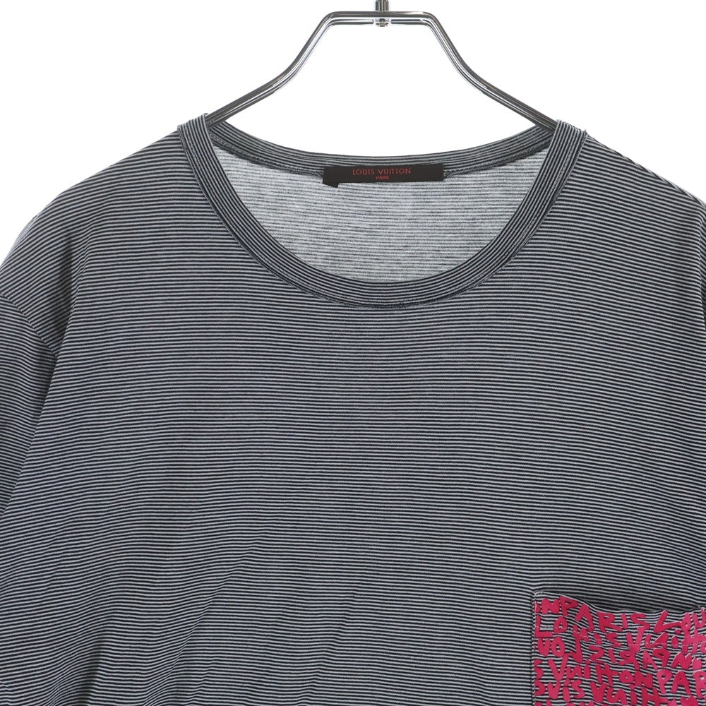 LOUIS VUITTON(ルイヴィトン) ボーダー ポケットロゴ RM091S MOJR62JDS クルーネックTシャツ ネイビー