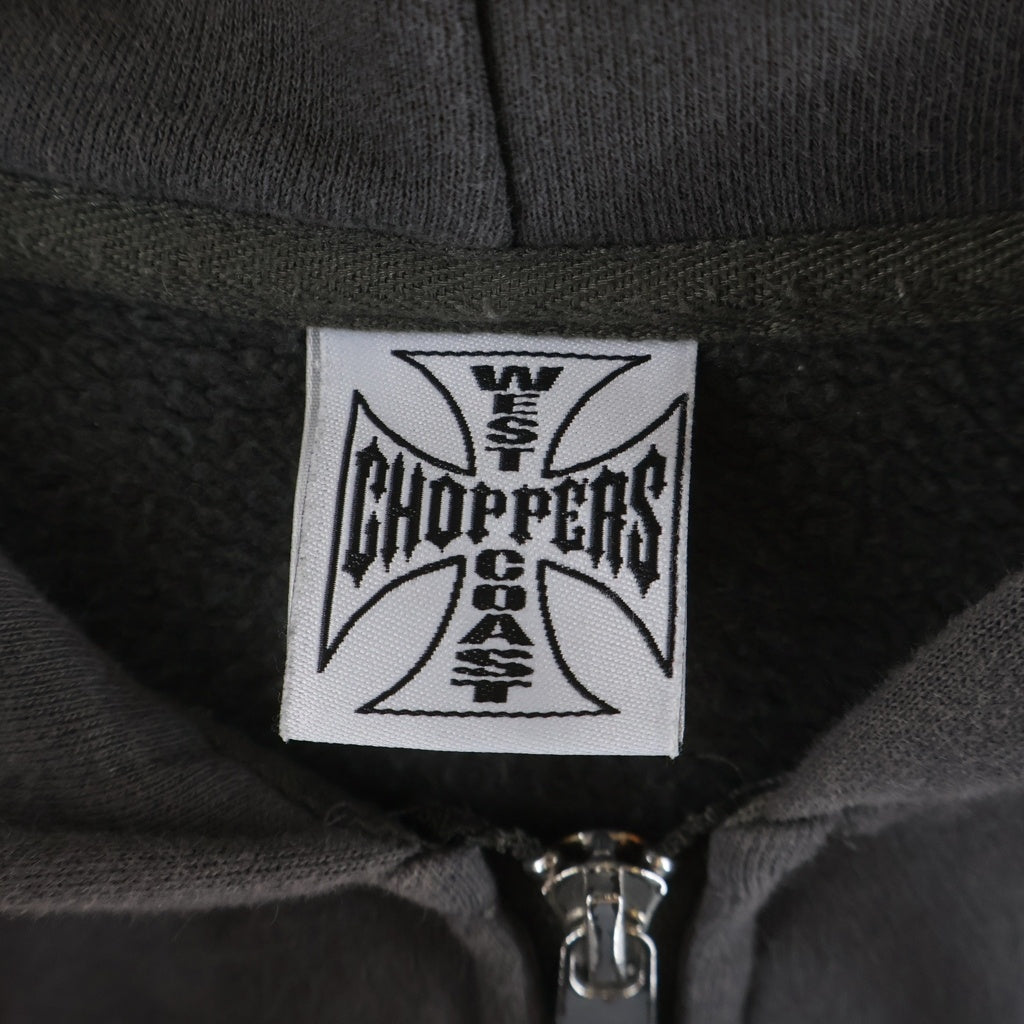 VINTAGE(ヴィンテージ) 00s WEST COAST CHOPPERS ウエストコーストチョッパーズ 袖プリント バックプリント ジップアップパーカー グレー