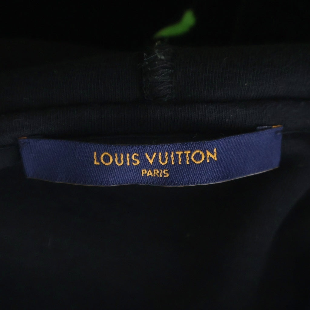 LOUIS VUITTON(ルイヴィトン) 22AW LVアイズ グラフィック ベロア ベルベット プルオーバー スウェットパーカー フーディー ブラック/ライトグリーン RM222 RC6 HNY88W