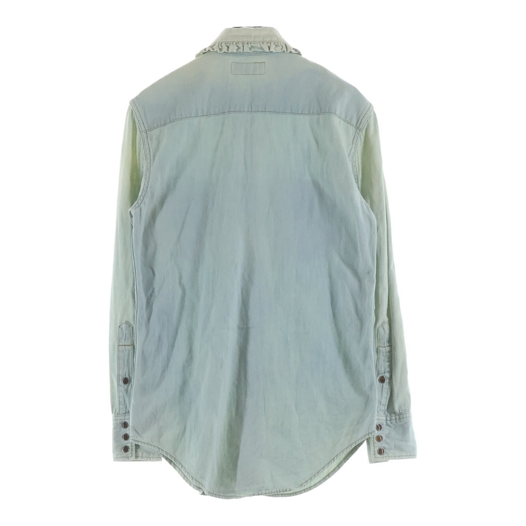 SAINT LAURENT PARIS(サンローランパリ) 15SS 襟フリル デニム 393702 ウエスタンシャツ インディゴ レディース