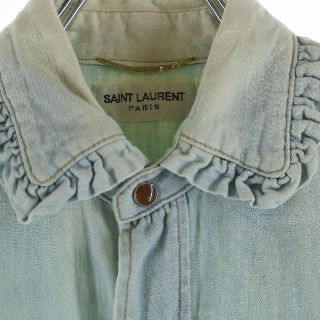 SAINT LAURENT PARIS(サンローランパリ) 15SS 襟フリル デニム 393702 ウエスタンシャツ インディゴ レディース