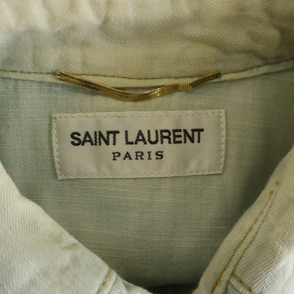 SAINT LAURENT PARIS(サンローランパリ) 15SS 襟フリル デニム 393702 ウエスタンシャツ インディゴ レディース