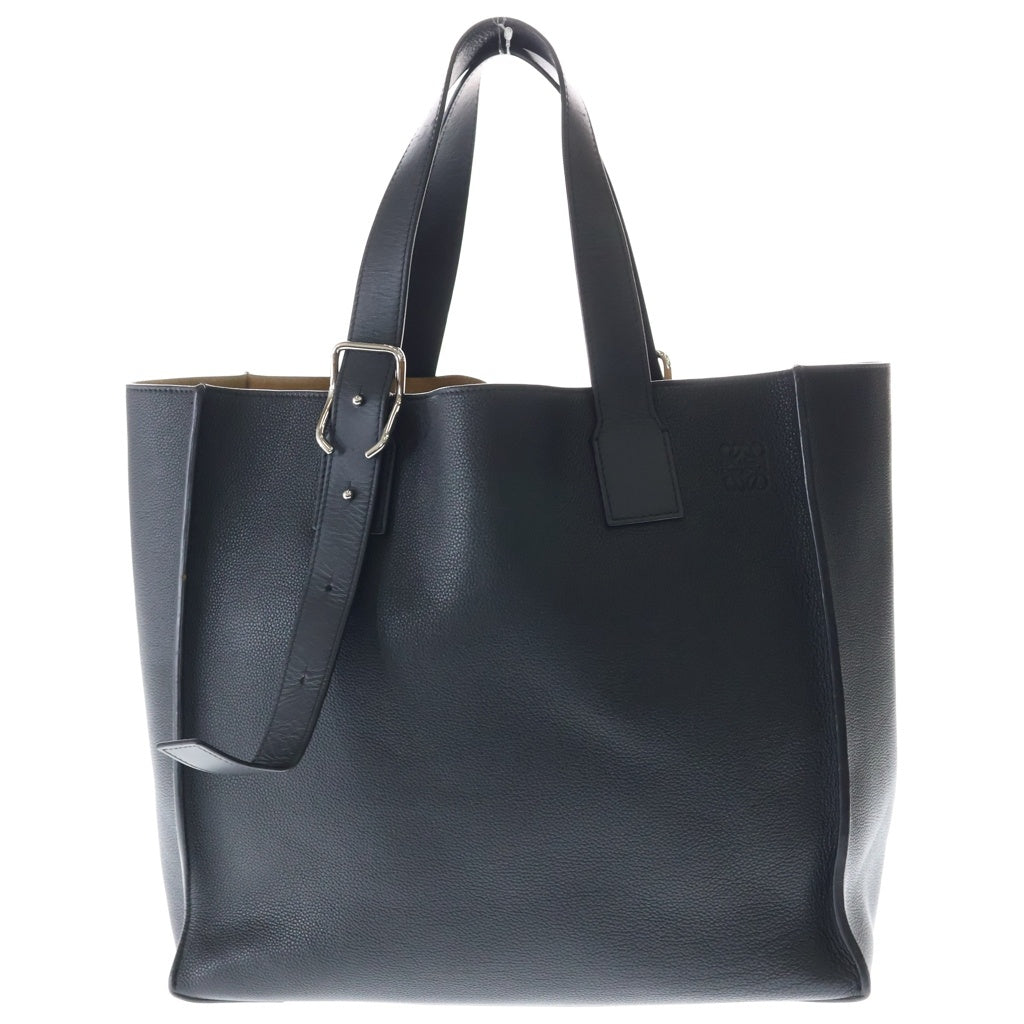 LOEWE(ロエベ) 型押しアナグラムロゴ バックルレザートートバッグ ブラック レディース