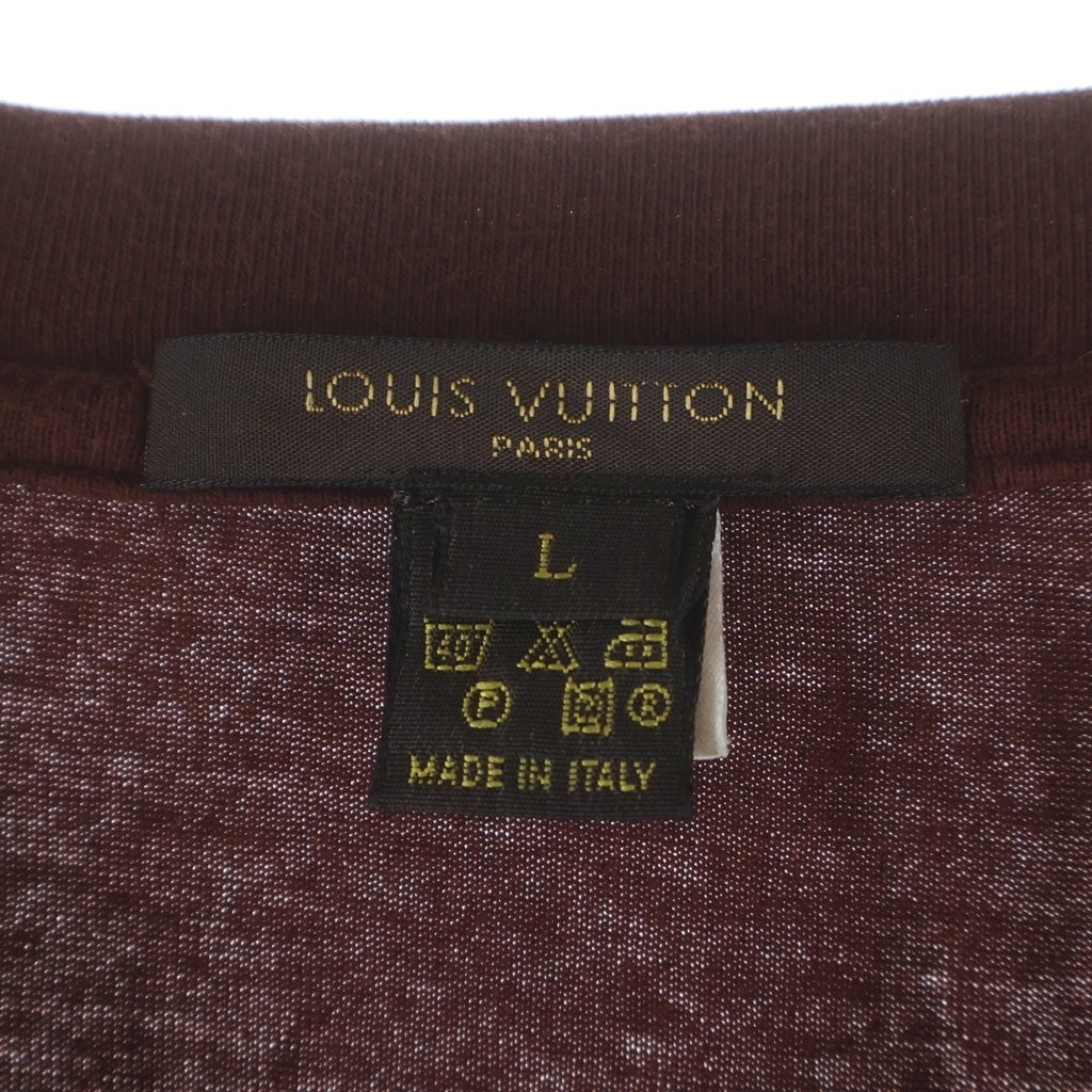 LOUIS VUITTON(ルイヴィトン) ヘンリーネック 10ボタン ロゴピスネーム ロングスリーブカットソー レッド