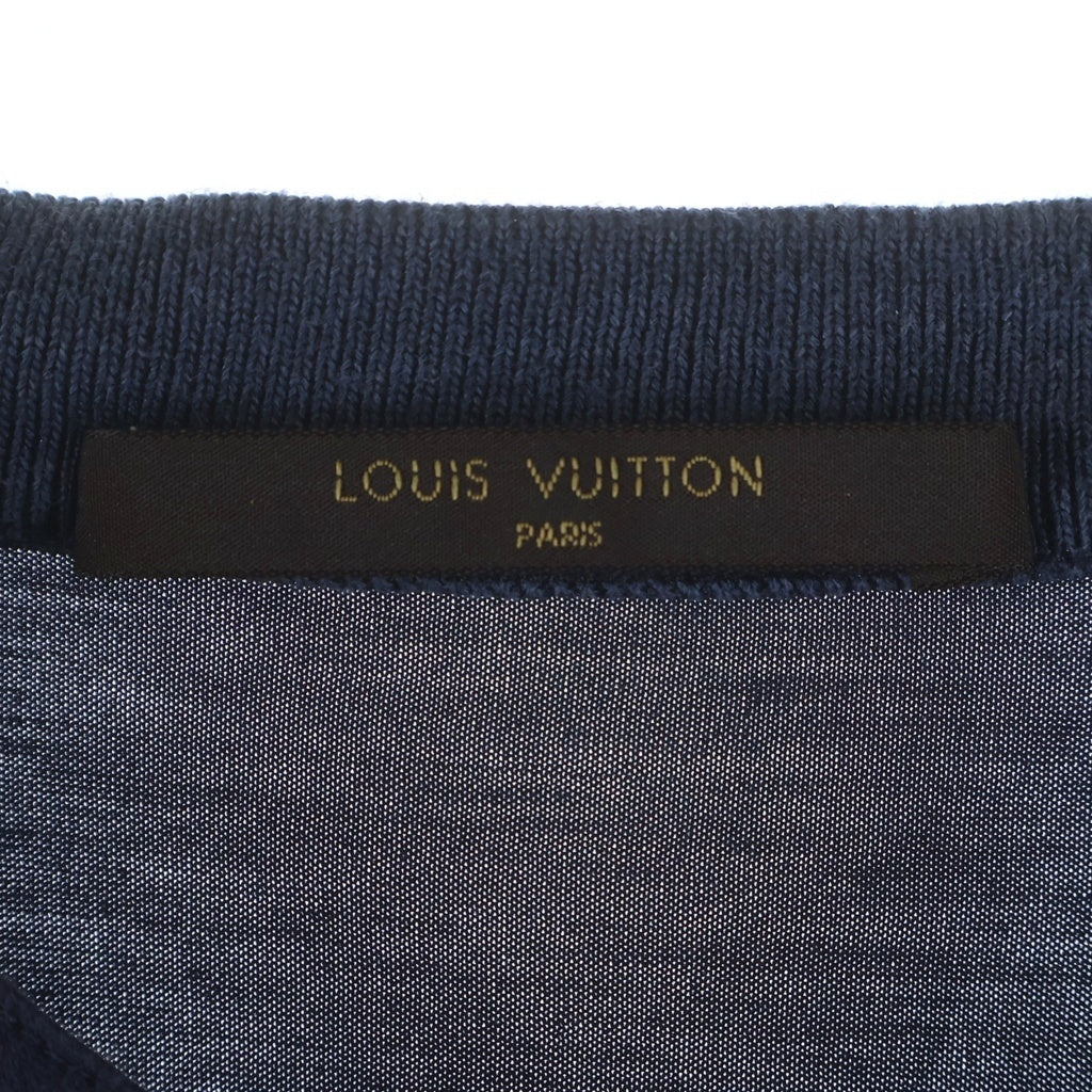 LOUIS VUITTON(ルイヴィトン) ラグラン 切替 シルクコットン ヘンリーネック エルボーパッチ RM131M H3JR20JRW ロングスリーブカットソー ネイビー