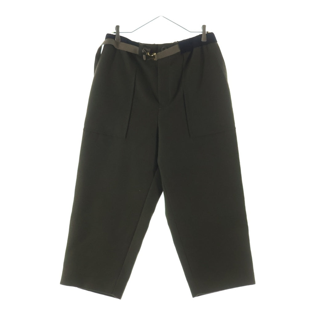 Sacai サカイ ウール ベルト付きメルトンクロップド パンツ 19-02044M カーキ Sacai(サカイ) ウール ベルト付きメルトンクロップド パンツ 19-02044M
