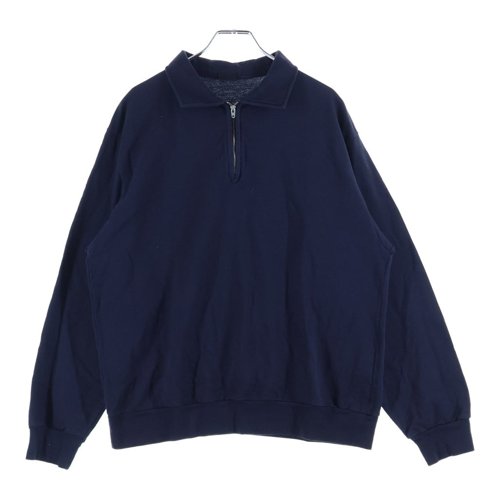 COMOLI(コモリ) 23SS コットンシルクジャージハーフジップスウェット 襟付き X01-05017 ハーフジップスウェット ネイビー