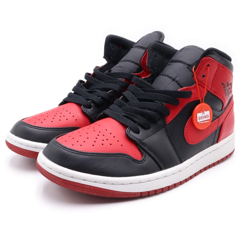 NIKE(ナイキ) AIR JORDAN 1 MID BRED エアジョーダン1 ミッド ブレッド ミッドカットスニーカー ブラック/レッド 26.5cm/US8.5 554724-074