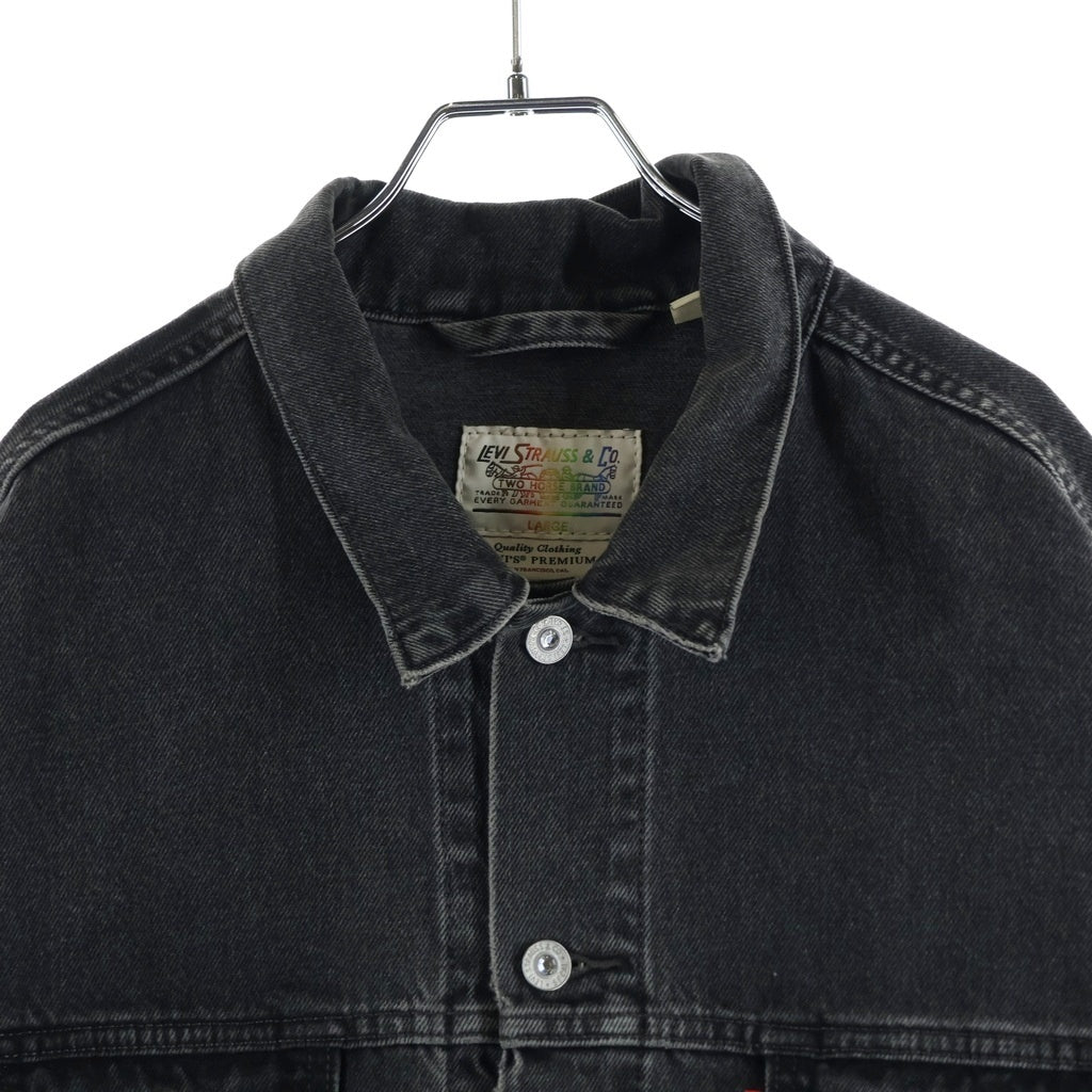 Levi's(リーバイス) Pride Liberation Radical Love Denim Trucker Jacket レインボータブ ポケット付 デニムジャケット ブラック
