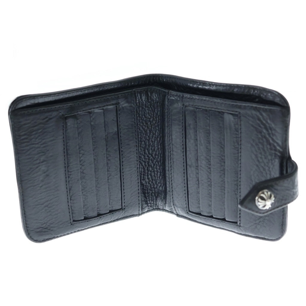 CHROME HEARTS(クロムハーツ) SQ BTN BILL スクエアボタンビル フラップボタン レザーウォレット 2つ折り財布 ブラック