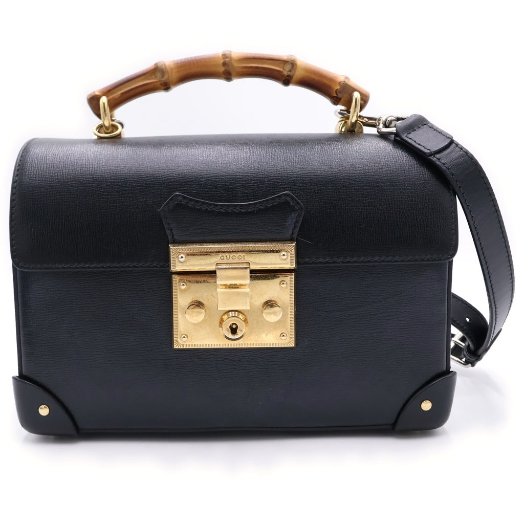 GUCCI(グッチ) PADLOCK バンブーハンドル パドルロック レザーショルダーバッグ 603221 ブラック レディース