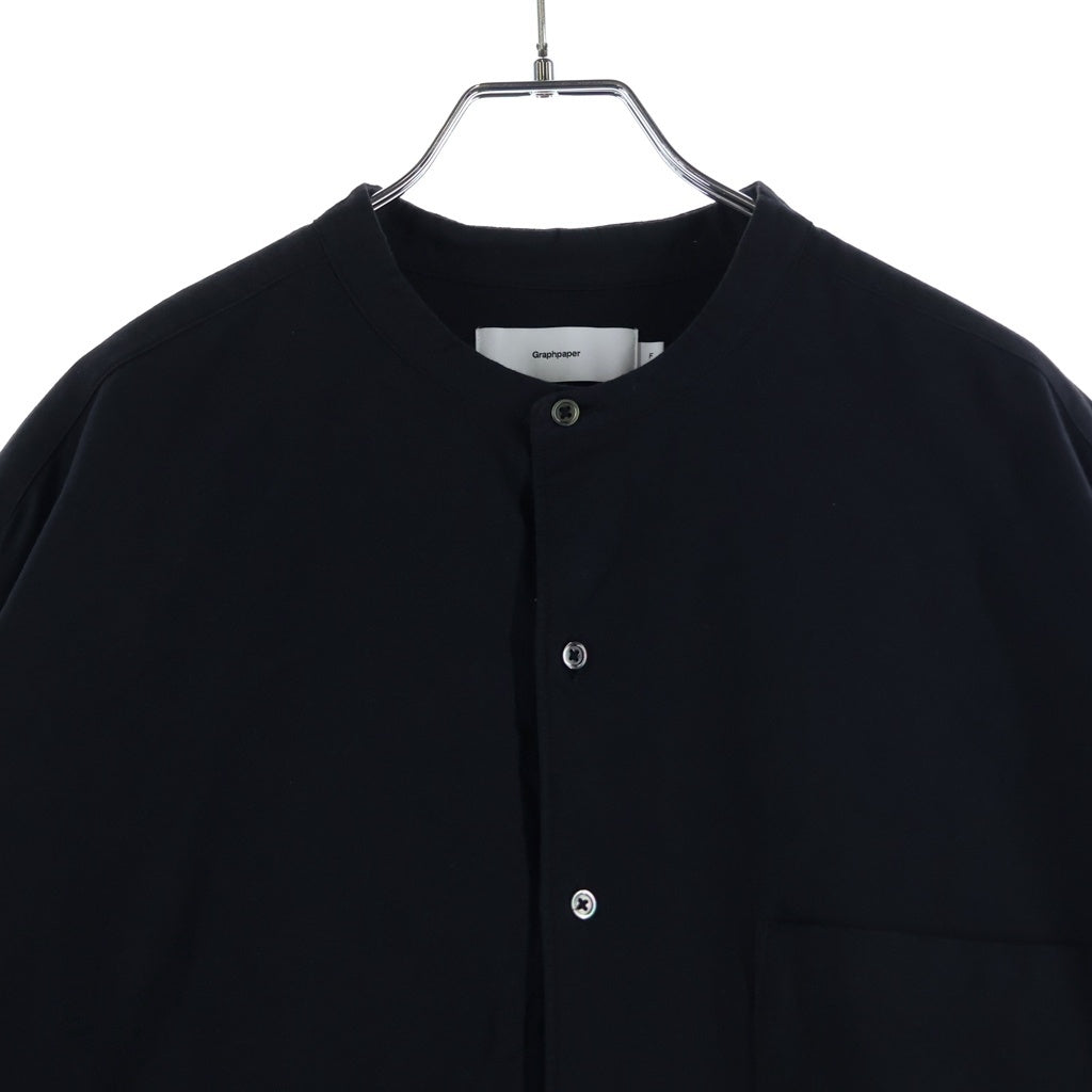 Graphpaper(グラフペーパー) 22AW Oxford Oversized Band Collar Shirt オックスフォード バンドカラー GM223-50072B ロングスリーブシャツ ブラック