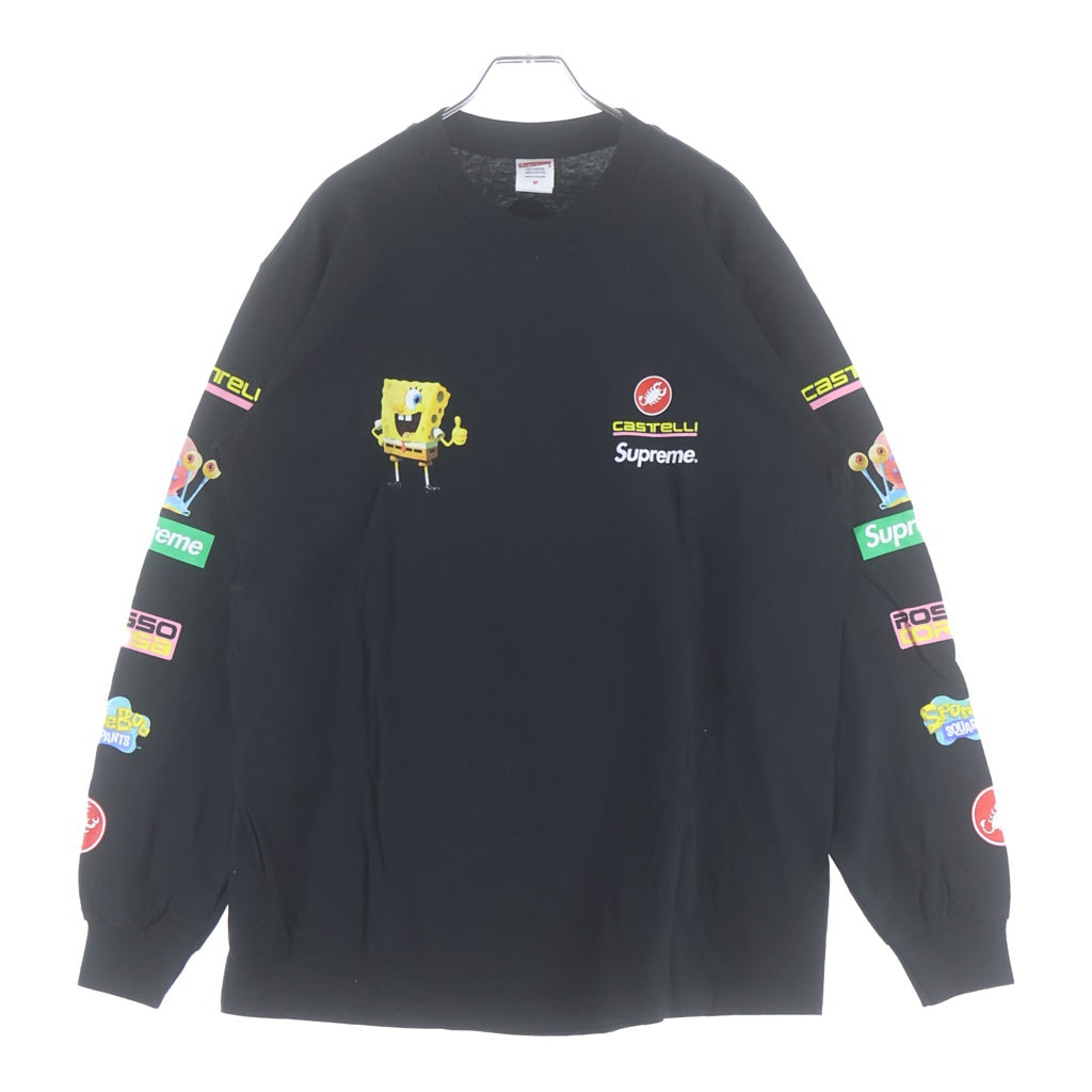 SUPREME(シュプリーム) 25SS SpongeBob Castelli Racing Tee スポンジボブ ボックスロゴ レーシング クルーネック長袖カットソー ブラック