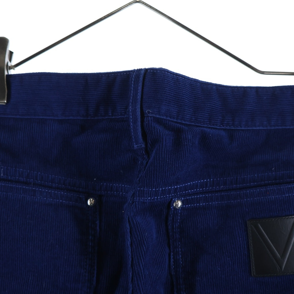 LOUIS VUITTON(ルイヴィトン) Vレザーパッチ 細コーデュロイ RM132M H4DP 10BGK コーデュロイパンツ ブルー