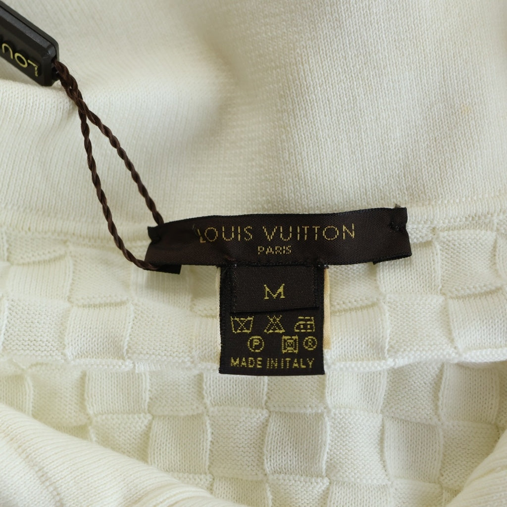 LOUIS VUITTON(ルイヴィトン) ブロックチェック ケーブル編み コットン ニットポロ ホワイト