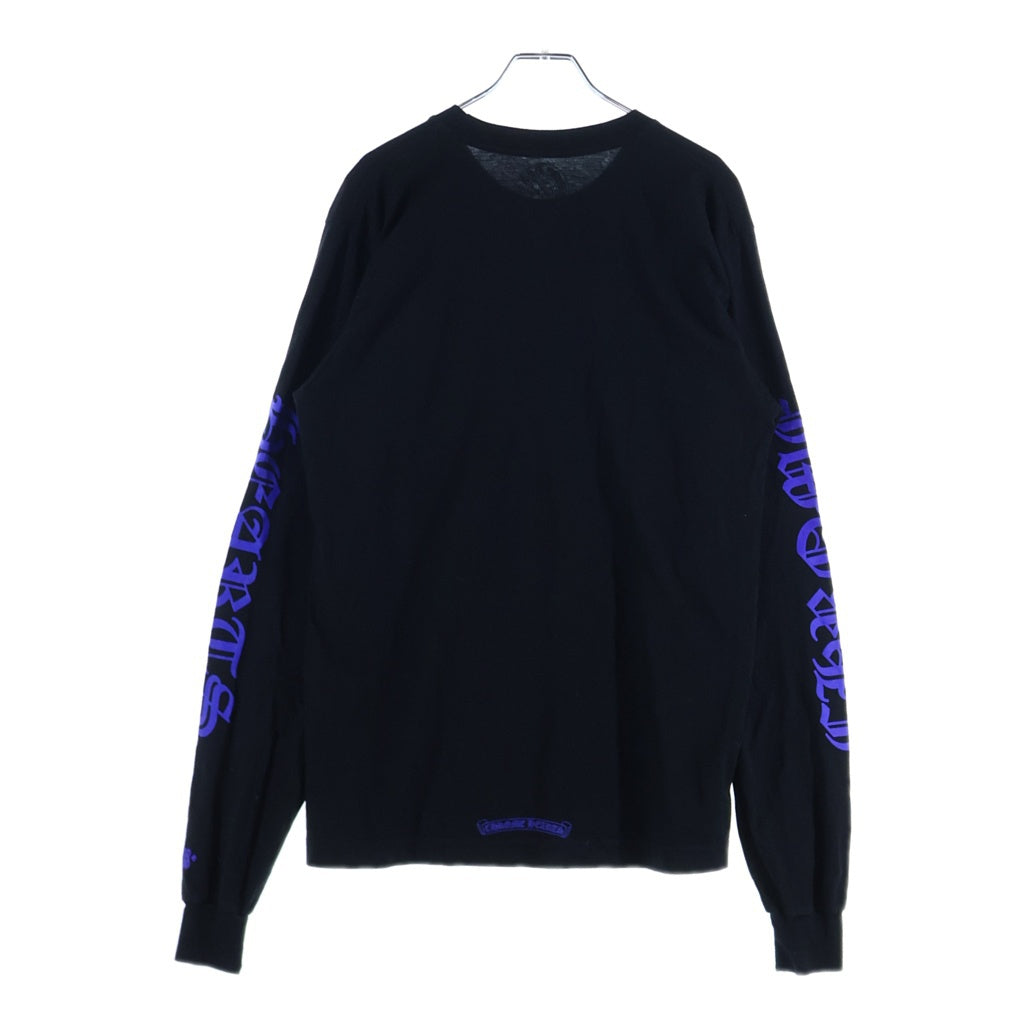 CHROME HEARTS(クロムハーツ) Neck Logo L/S Tee ネックロゴプリント ロングスリーブ 長袖Tシャツ カットソー ブラック/ブルー