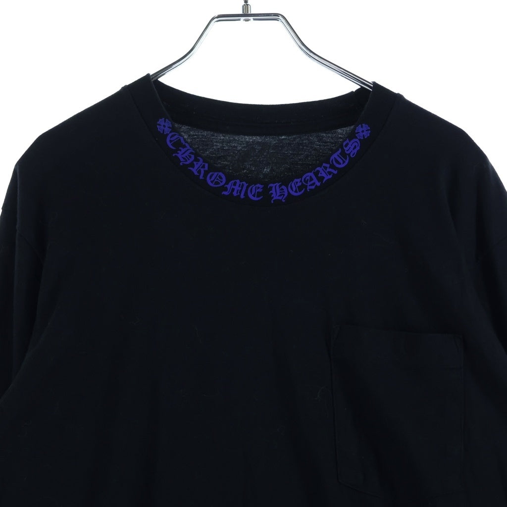CHROME HEARTS(クロムハーツ) Neck Logo L/S Tee ネックロゴプリント ロングスリーブ 長袖Tシャツ カットソー ブラック/ブルー