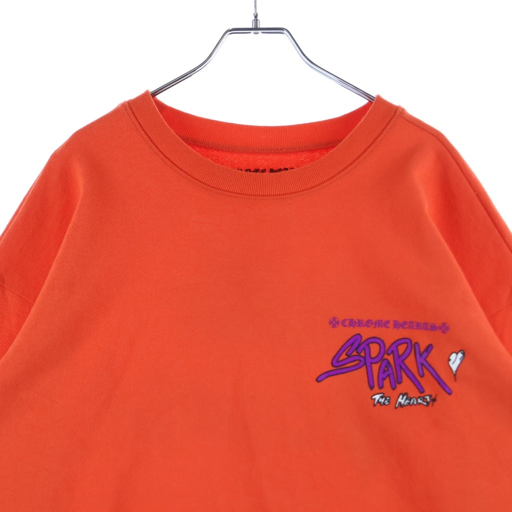 CHROME HEARTS(クロムハーツ) 23SS×MATTY BOY SPARK THE HEART SWTSHRT マッティボーイ プロスパーク ザ ハートプリント クルーネックスウェットトレーナー オレンジ
