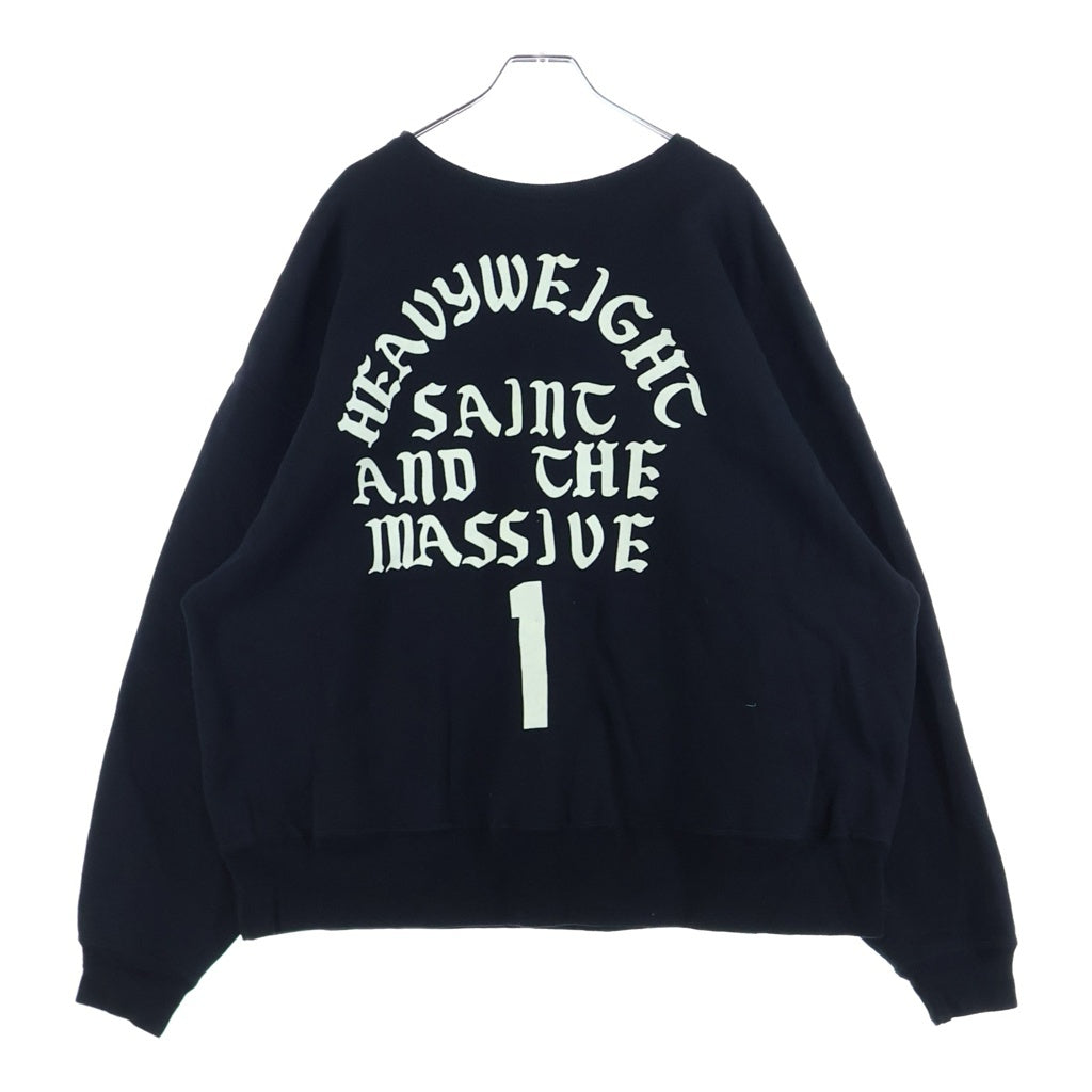 SAINT MICHAEL(セントマイケル) CREW SWT IT'S SAINT フロッキープリント SM-YS1-0000-028 クルーネックスウェット ブラック