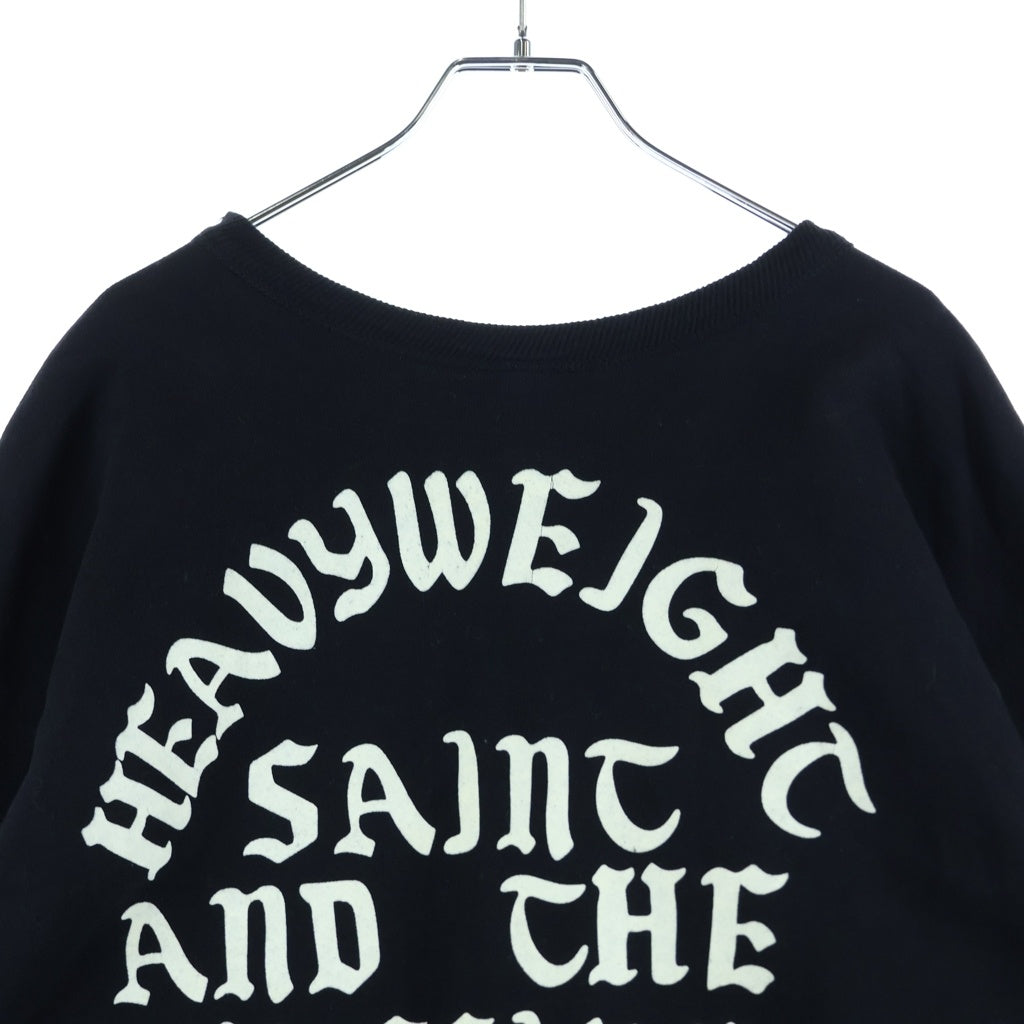 SAINT MICHAEL(セントマイケル) CREW SWT IT'S SAINT フロッキープリント SM-YS1-0000-028 クルーネックスウェット ブラック