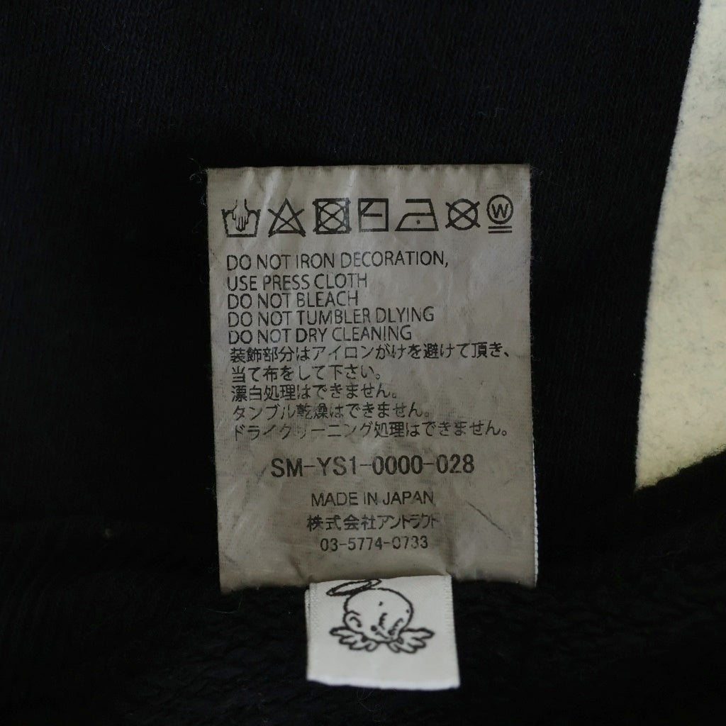 SAINT MICHAEL(セントマイケル) CREW SWT IT'S SAINT フロッキープリント SM-YS1-0000-028 クルーネックスウェット ブラック