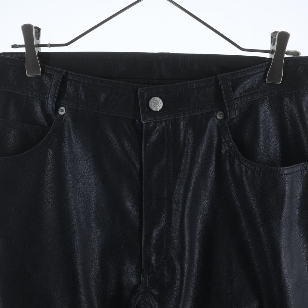 MM6 Maison Margiela(エムエムシックスメゾンマルジェラ) 25AW シンセティックレザー エンボス加工 5ポケット SH2LA0045 レザーパンツ ブラック