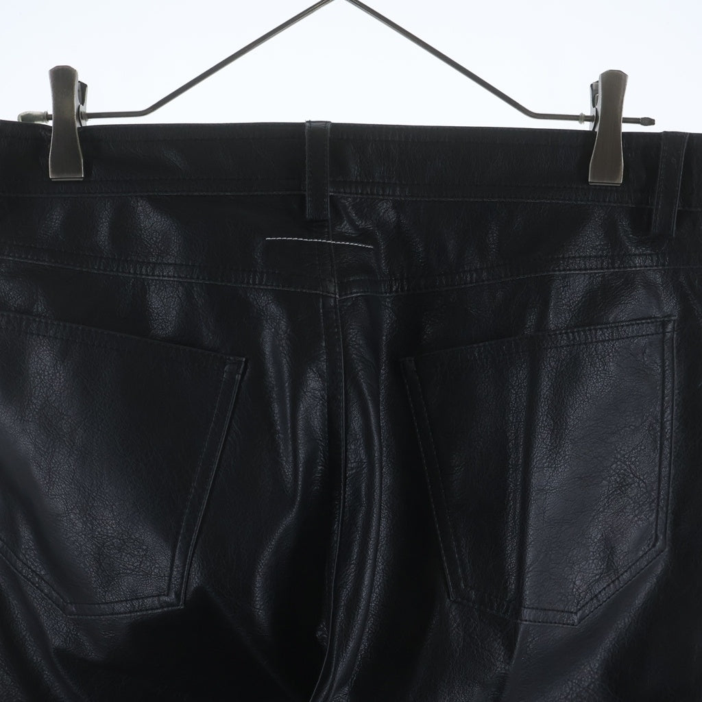 MM6 Maison Margiela(エムエムシックスメゾンマルジェラ) 25AW シンセティックレザー エンボス加工 5ポケット SH2LA0045 レザーパンツ ブラック