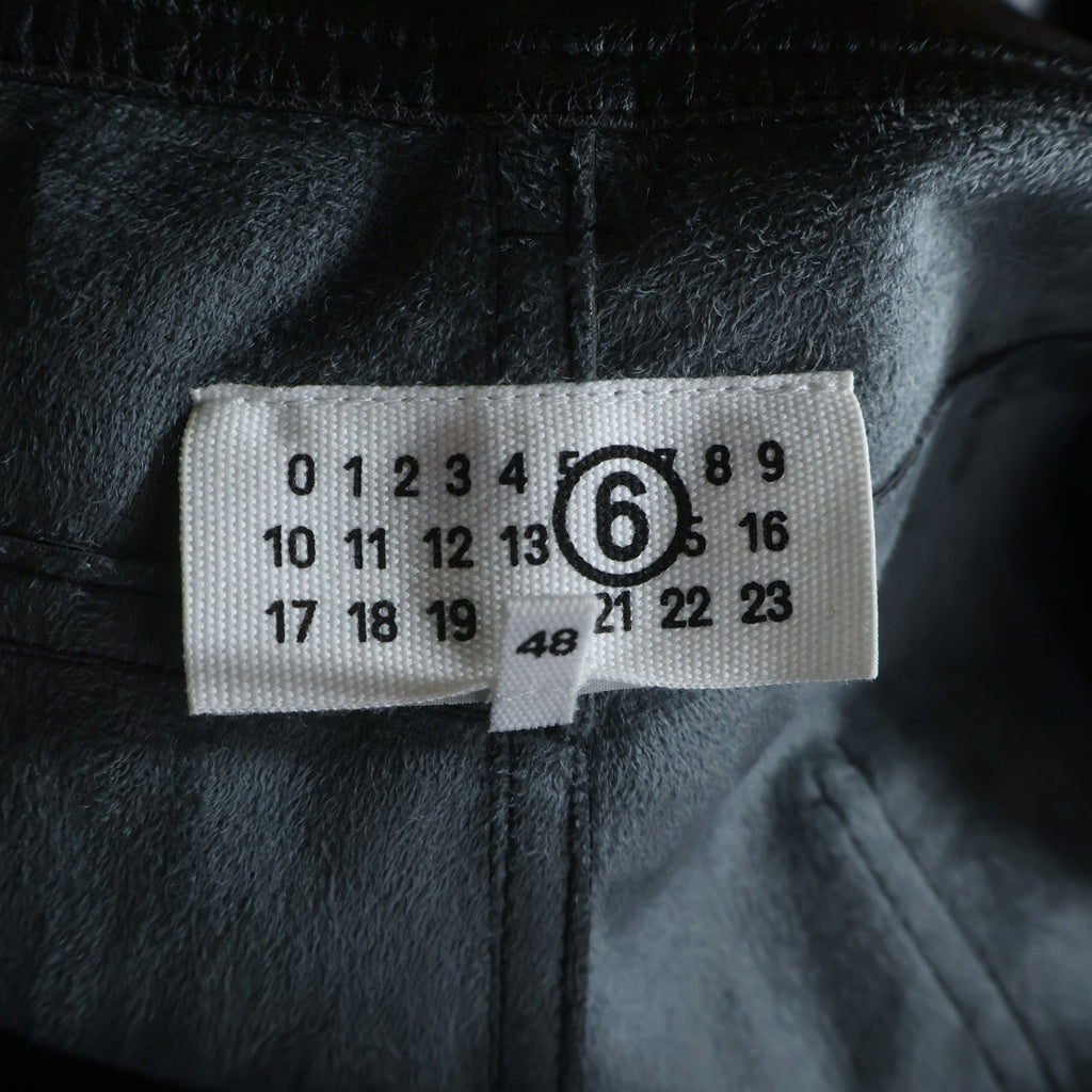 MM6 Maison Margiela(エムエムシックスメゾンマルジェラ) 25AW シンセティックレザー エンボス加工 5ポケット SH2LA0045 レザーパンツ ブラック